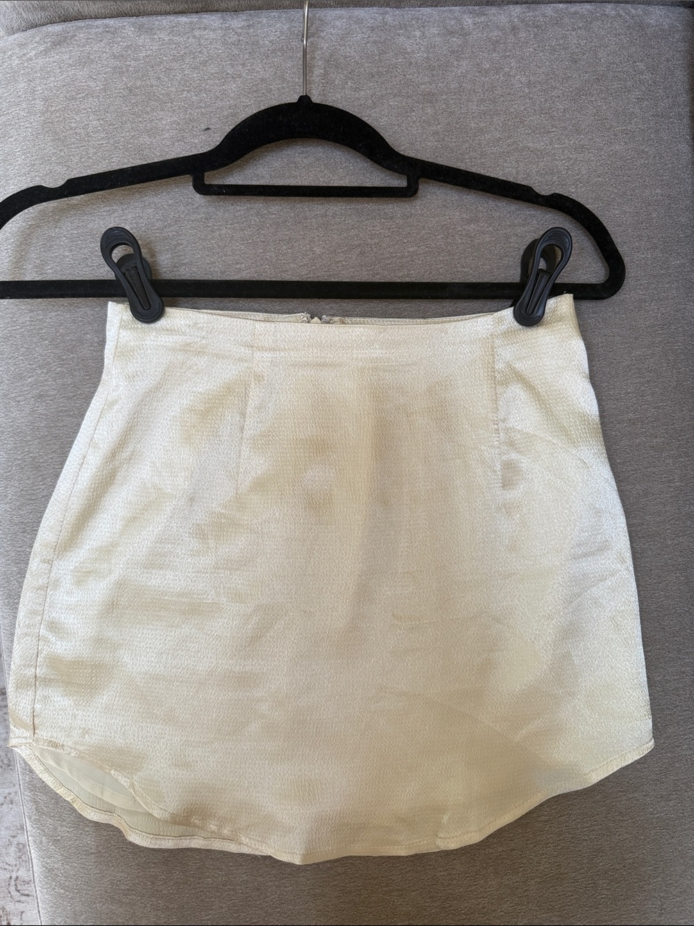 Butter Yellow Satin Mini Skirt
